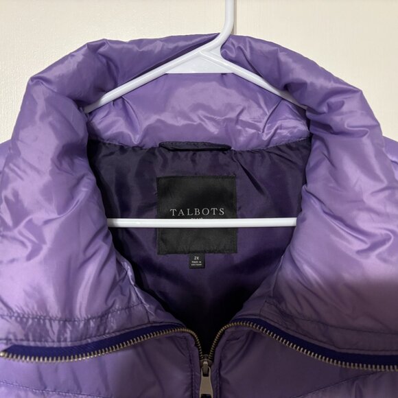 Talbots Women's Plus Full-Zip Purple Ombre Quilted Down Puffer Vest 2X Pockets - Picture 3 of 10